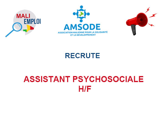 ONG AMSODE RECRUTE ASSISTANT PSYCHOSOCIALE H/F