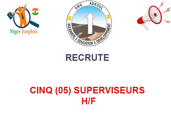 ONG ADKOUL RECRUTE SUPERVISEURS H/F