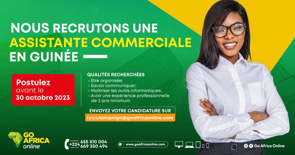 GO AFRICA ONLINE GUINEE RECRUTE ASSISTANTE COMMERCIALE 
