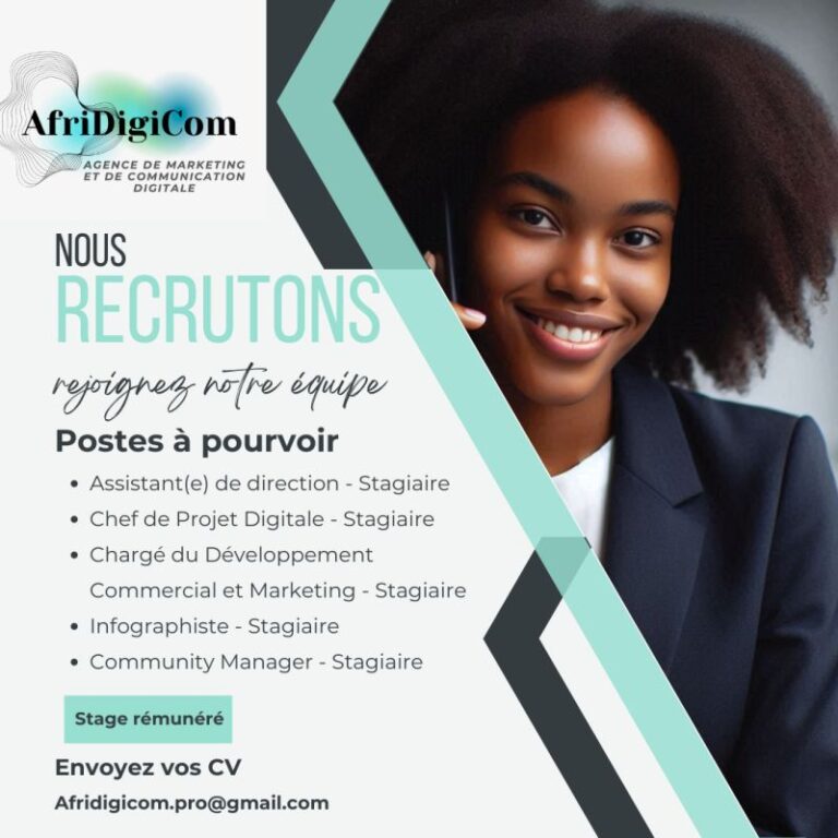 AFRIDIGICOM RECRUTE PLUSIEURS STAGIAIRES H/F - Y'a Bara | Offres d ...