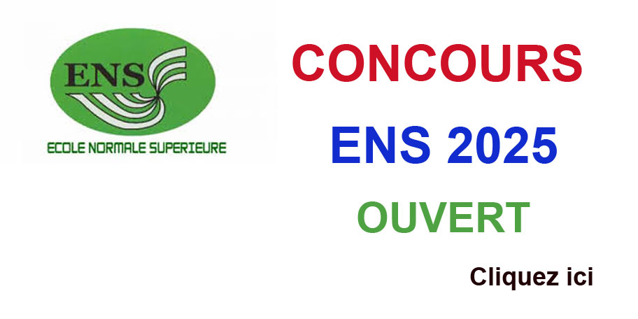 𝐂𝐨𝐧𝐜𝐨𝐮𝐫𝐬 𝐝𝐢𝐫𝐞𝐜𝐭 𝐝’𝐞𝐧𝐭𝐫𝐞́𝐞 𝐚̀ 𝐥’𝐄𝐍𝐒 Il est ouvert au titre de l’année 2025, les concours directs d’entrée à l’Ecole Normale Supérieure (ENS).