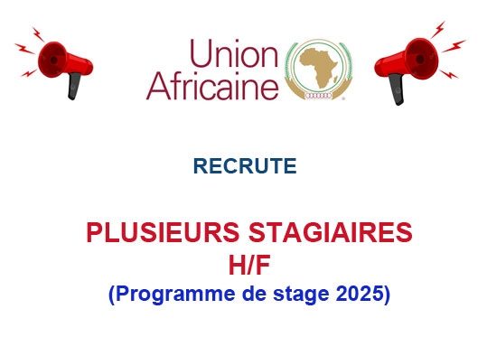 UNION AFRICAINE RECRUTE PLUSIEURS STAGIAIRES – PROGRAMME DE STAGE 2025