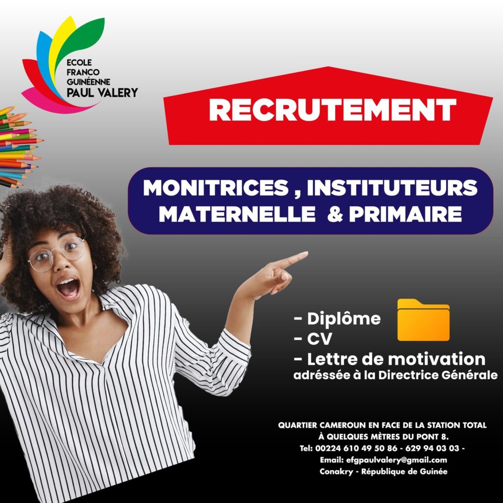 ECOLE FRANCO-GUINEENNE RECRUTE PLUSIEUS POSTES H/F