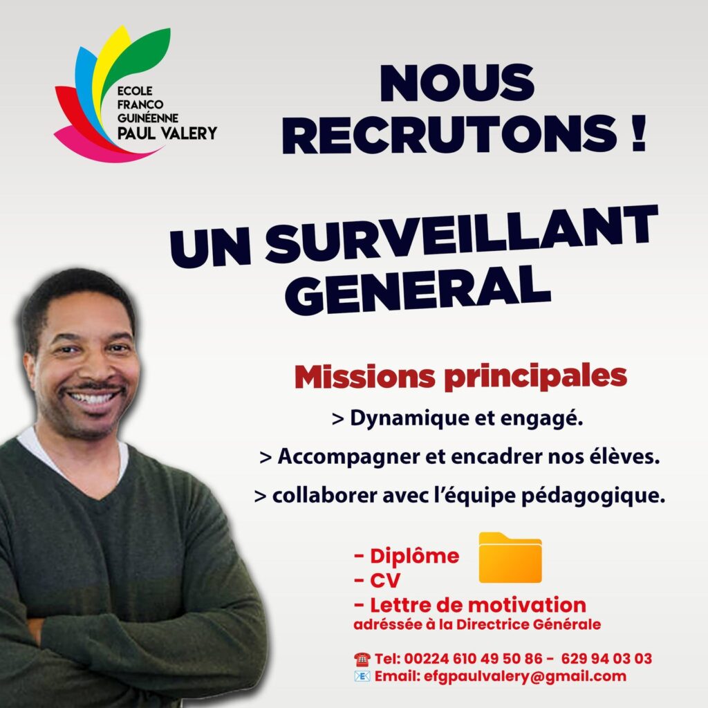 ECOLE FRANCO-GUINEENNE RECRUTE PLUSIEUS POSTES H/F