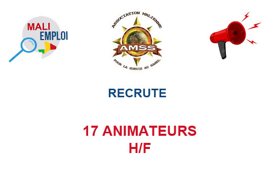 ONG AMSS RECRUTE 17 ANIMATEURS H/F