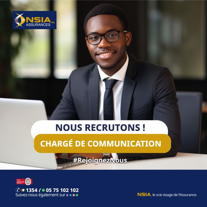 NSIA ASSURANCES RECRUTE CHARGE DE COMMUNICATION H/F