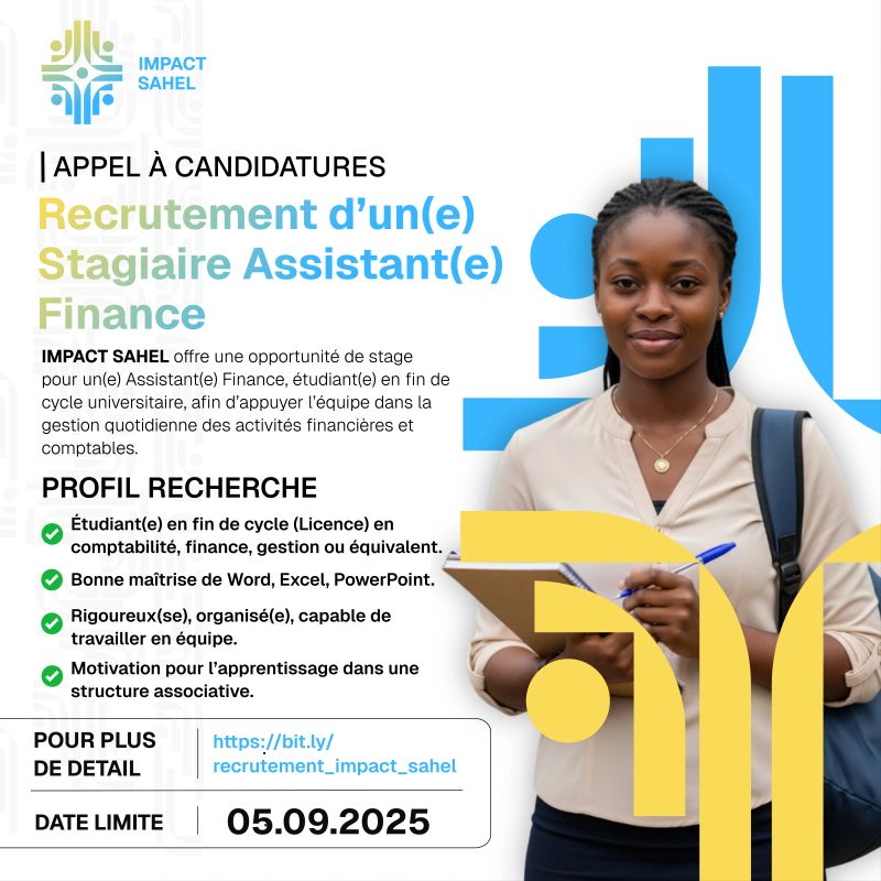 IMPACT SAHEL RECRUTE STAGIAIRE ASSISTANT FINANCE H/F