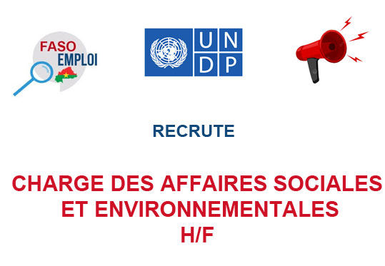 PNUD BURKINA RECRUTE CHARGE DES AFFAIRES SOCIALES ET ENVIRONNEMENTALES H/F