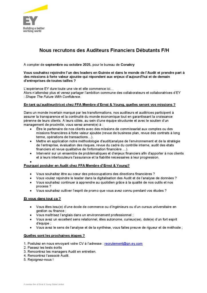 nous recrutons des auditeurs financiers débutants page 001