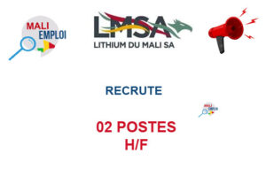 LITHIUM DU MALI RECRUTE 02 POSTES H/F 04-POS