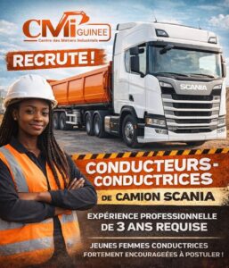 CMI GUINEE RECRUTE PLUSIEURS CONDUCTEURS DE CAMION H/F 1765901564167