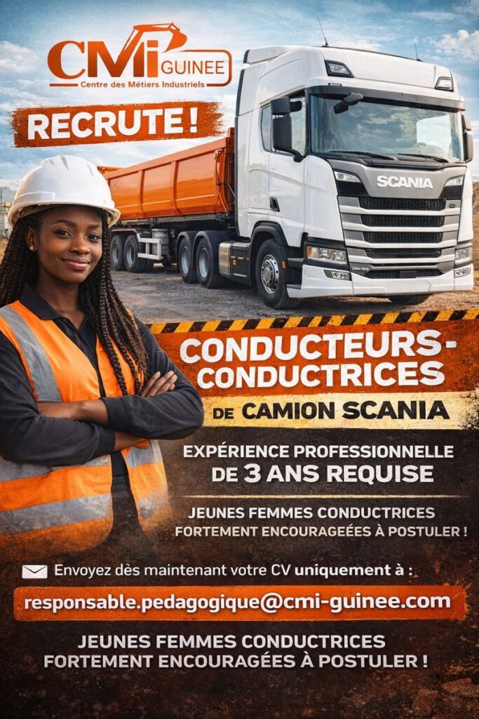 CMI GUINEE RECRUTE PLUSIEURS CONDUCTEURS DE CAMION H/F 