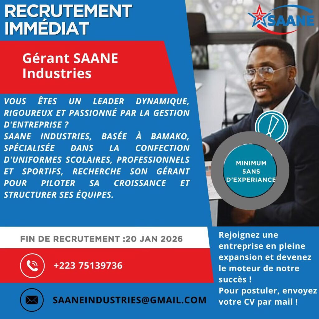SAANE INDUSTRIES RECRUTE GERANT H/F 
