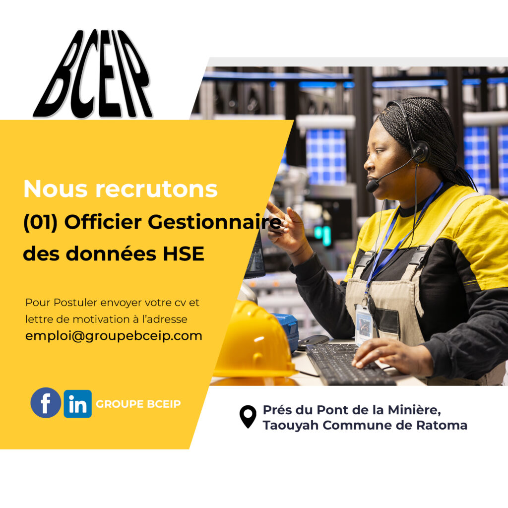GROUPE BCEIP RECRUTE OFFICIER GESTIONNAIRE DE DONNEES HSE H/F 