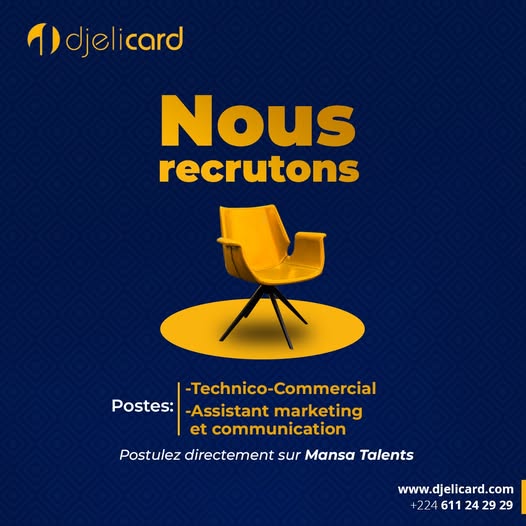 DJELICARD RECRUTE 02 POSTES H/F