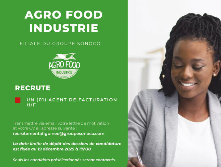 AGRO FOOD INDUSTRIE RECRUTE AGENT DE FACTURATION H/F