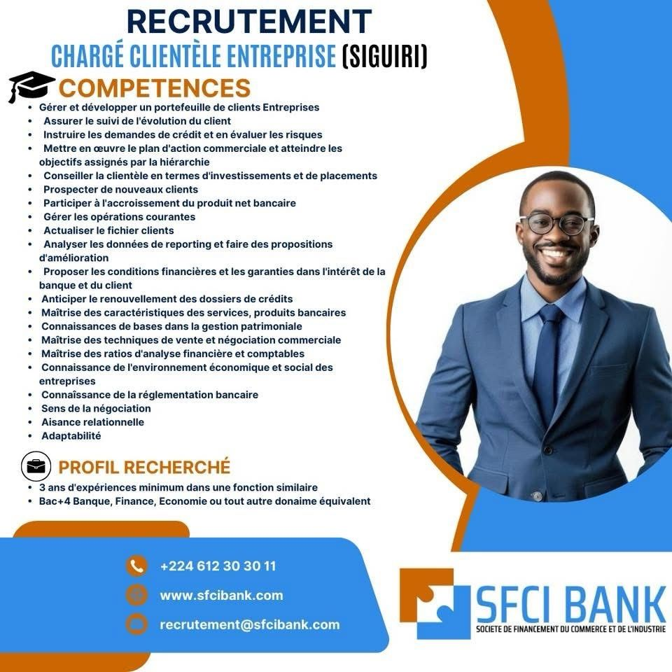 SFCI BANK RECRUTE CHARGE CLIENTELE H/F 