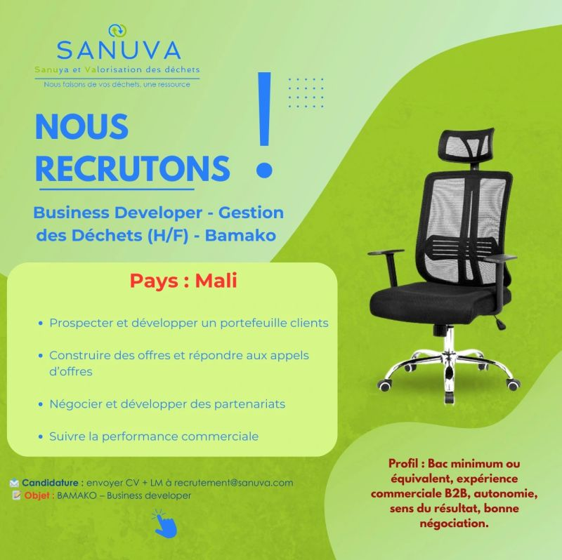 SANUVA RECRUTE BUSINESS DEVELOPER H/F 