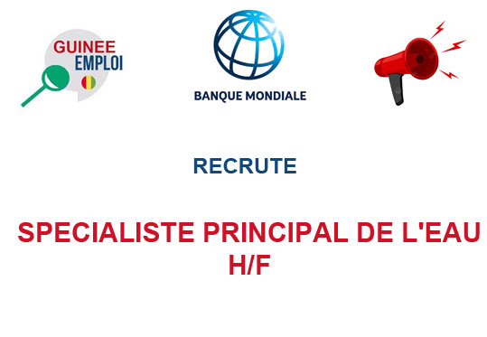BANQUE MONDIALE RECRUTE SPECIALISTE PRINCIPAL DE L'EAU H/F