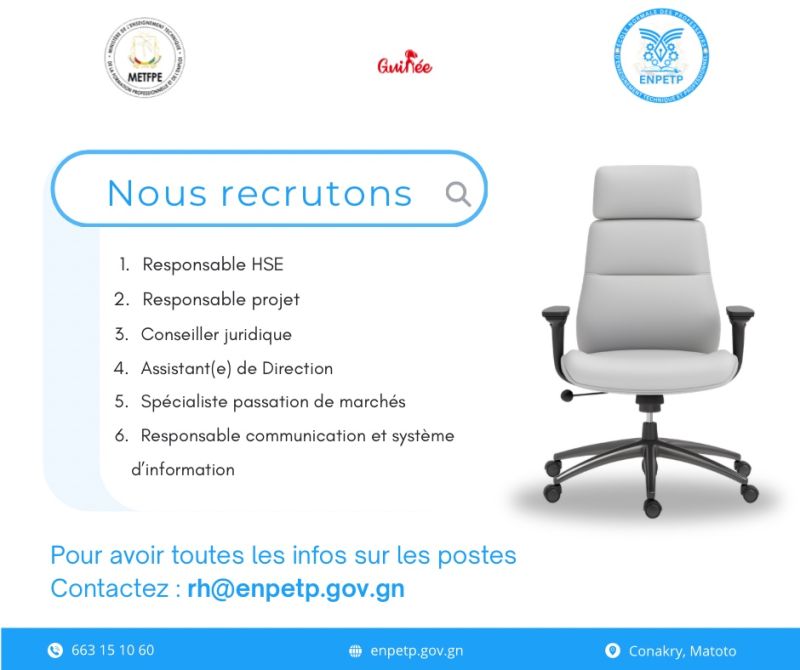 ENPETP RECRUTE PLUSIEURS POSTES H/F 