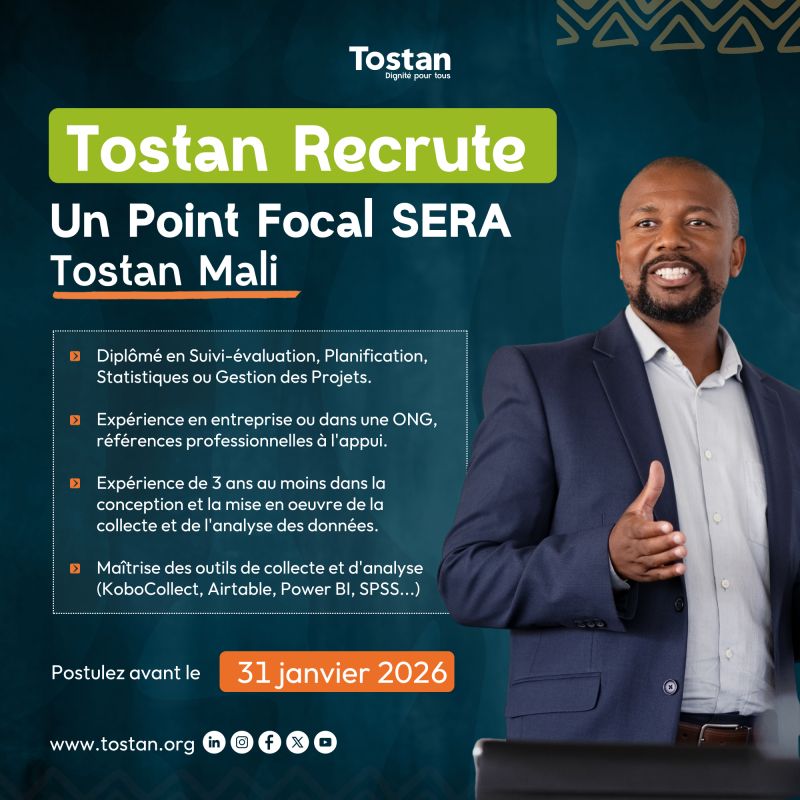 TOSTAN RECRUTE POINT FOCAL SERA H/F 