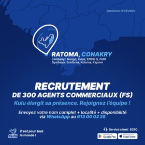KULU GUINEE RECRUTE 300 COMMERCIAUX H/F 1769092942053