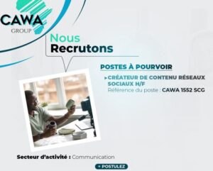 CAWA RECRUTE CREATEUR DE CONTENU RESEAUX SOCIAUX H/F 1769270725703