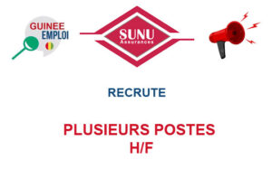 SUNU ASSURANCES GUINEE RECRUTE PLUSIEURS POSTES H/F PLOP