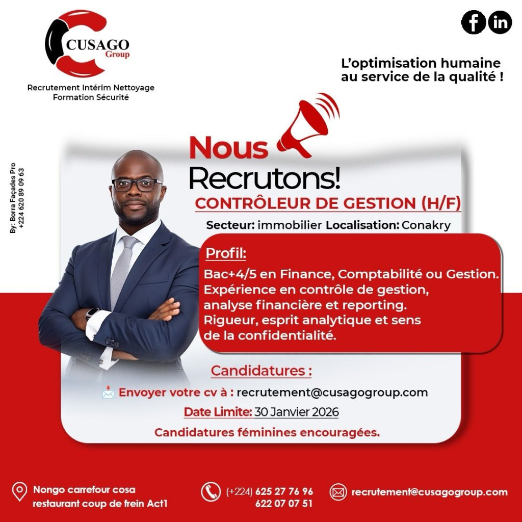 CUSAGO GROUP RECRUTE 02 POSTES H/F 