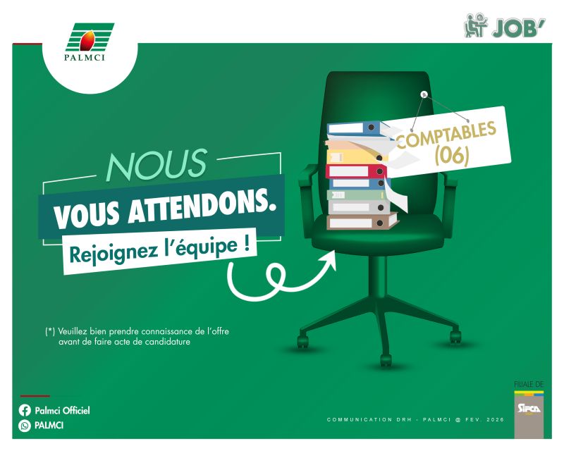 PALMCI RECRUTE 06 COMPTABLES H/F 