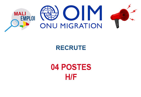 IOM MALI FRECRUTE 04 POSTES H/F