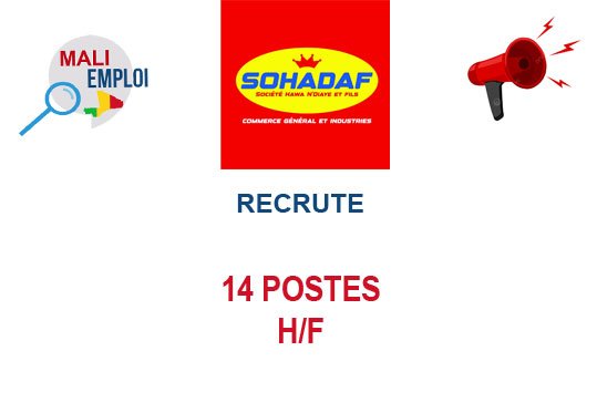 SOHADAF MALI RECRUTE 14 POSTES H/F