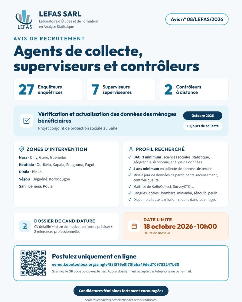 LEFAS SARL RECRUTE PLUSIEURS POSTES H/F 