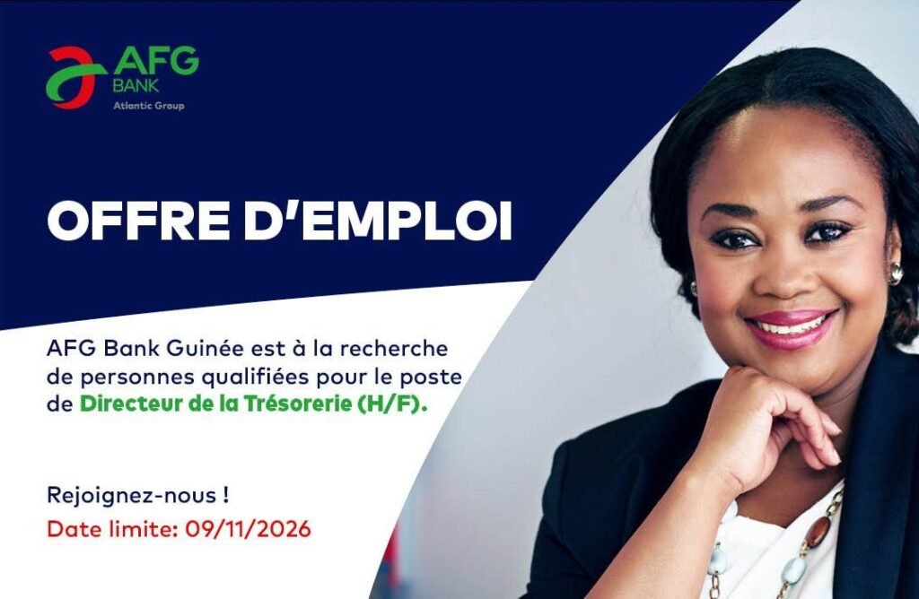 AFG BANK GUINEE RECRUTE DIRECTEUR DE LA TRESORERIE H/F