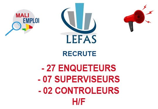 LEFAS SARL RECRUTE PLUSIEURS POSTES H/F