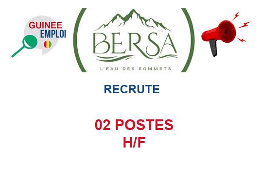 BERSA EAU RECRUTE 02 POSTES H/F