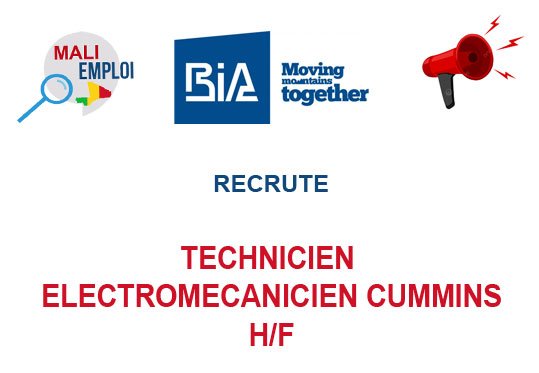 LE GROUPE BIA MALI RECRUTE TECHNICIEN ELECTROMECANICIEN CUMMINS H/F
