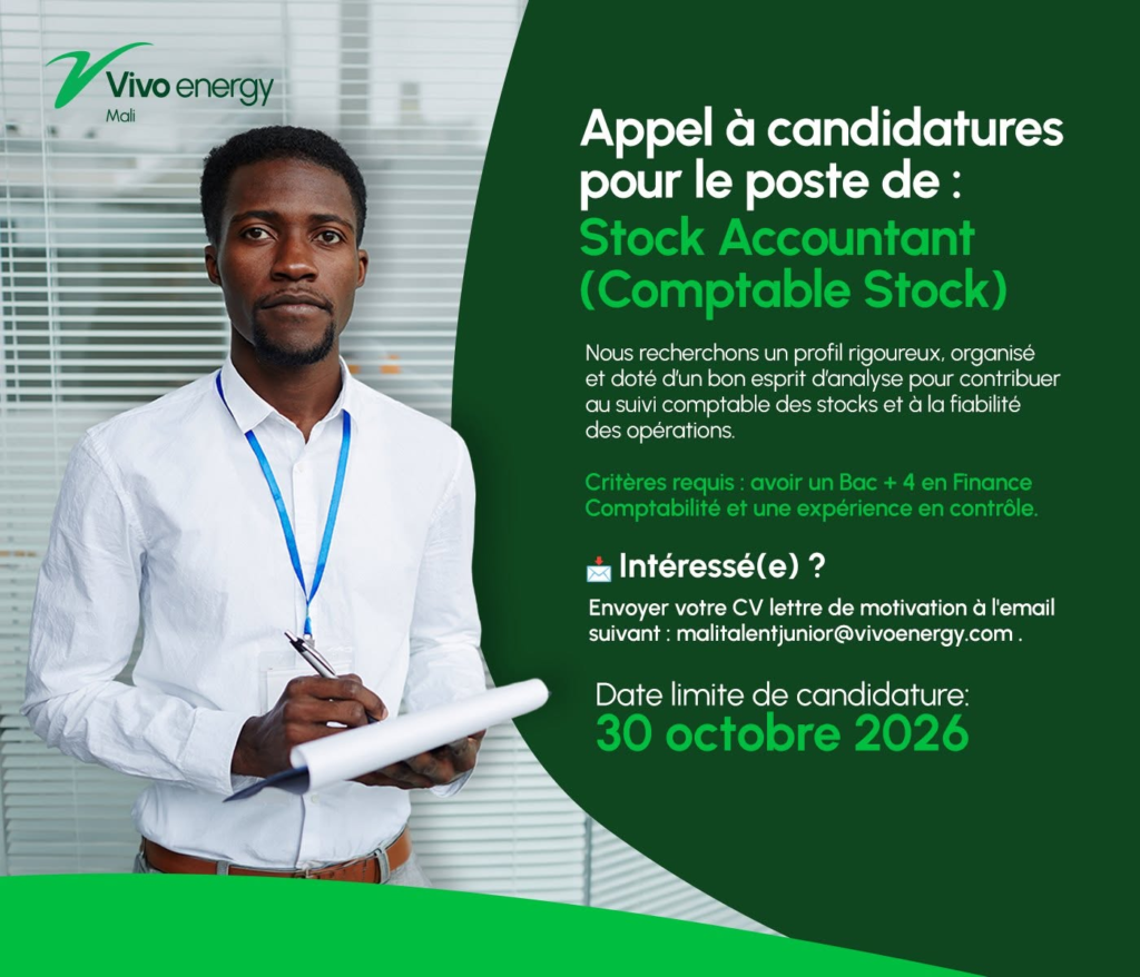 VIVO ENERGY MALI RECRUTE COMPTABLE STOCK H/F
