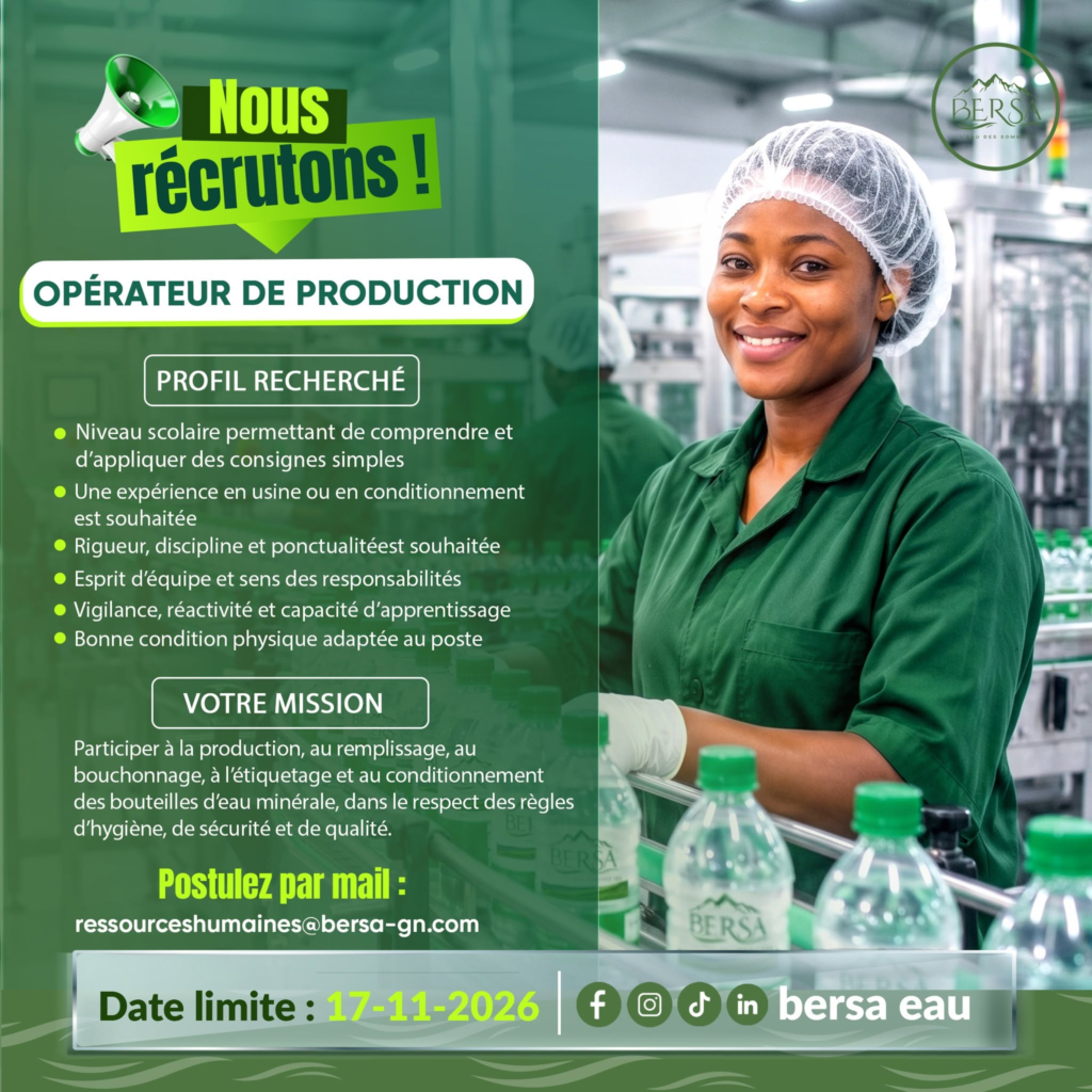BERSA EAU RECRUTE 02 POSTES H/F