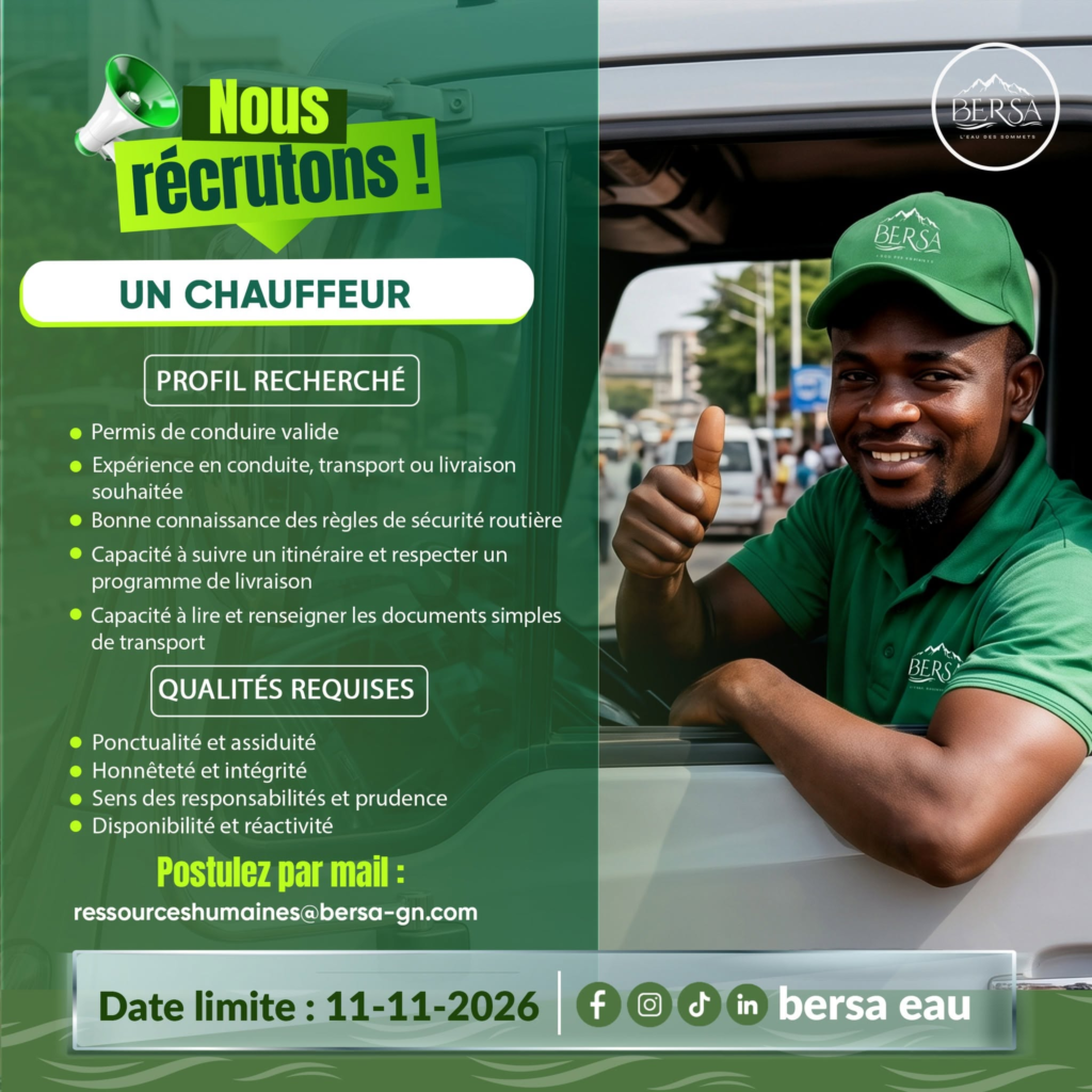 BERSA EAU RECRUTE 02 POSTES H/F